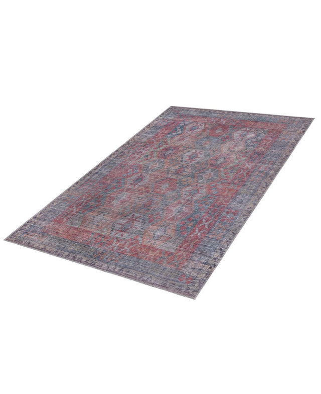 Washable Rust Blue 5' 3 x 8' Sisu Rectangle Area Rug Easy to Clean Stain Resistant & Durable Polyester Chenille Distressed Vintage Look Carpet for Sale at Rug Engine