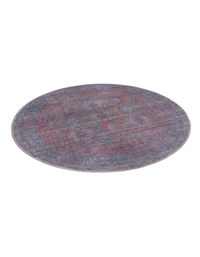 Washable Rust Blue 3' 3 x 3' 3 Sisu Round Area Rug Easy to Clean Stain Resistant & Durable Polyester Chenille Distressed Vintage Look Carpet for Sale at Rug Engine