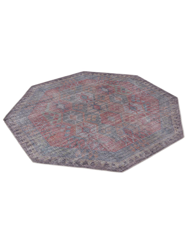 Washable Rust Blue 7' 10 x 7' 10 Sisu Octagon Area Rug Easy to Clean Stain Resistant & Durable Polyester Chenille Distressed Vintage Look Carpet for Sale at Rug Engine