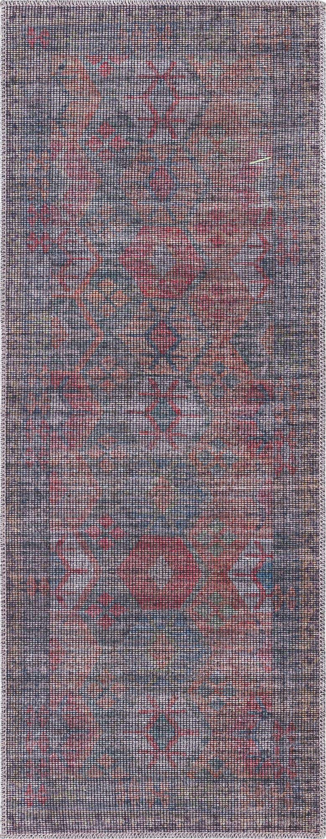 Washable Rust Blue 2' x 5' Sisu Runner Area Rug Easy to Clean Stain Resistant & Durable Polyester Chenille Distressed Vintage Look Carpet for Sale at Rug Engine