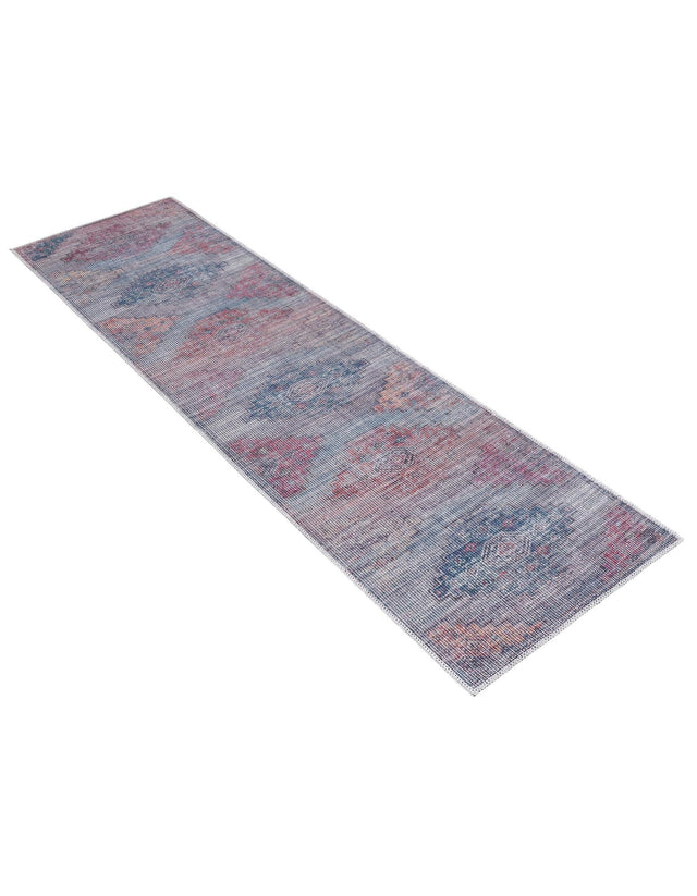 Washable Antique Blue 2' x 7' 10 Sisu Runner Area Rug Easy to Clean Stain Resistant & Durable Polyester Chenille Distressed Vintage Look Carpet for Sale at Rug Engine
