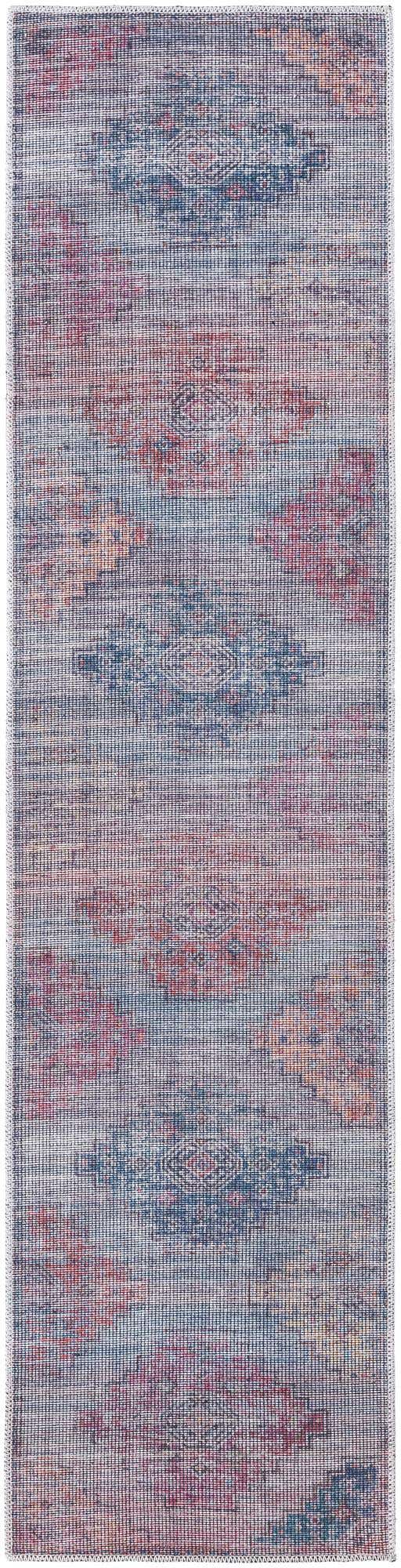 Washable Antique Blue 2' x 7' 10 Sisu Runner Area Rug Easy to Clean Stain Resistant & Durable Polyester Chenille Distressed Vintage Look Carpet for Sale at Rug Engine