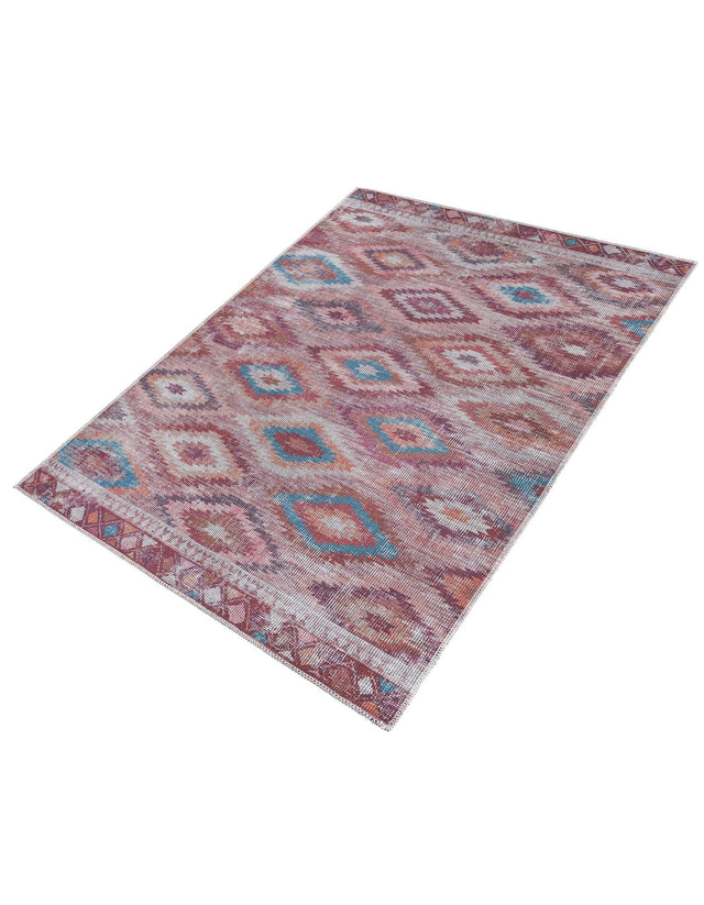 Washable Terracotta 3' 11 x 6' Sisu Rectangle Area Rug Easy to Clean Stain Resistant & Durable Polyester Chenille Distressed Vintage Look Carpet for Sale at Rug Engine