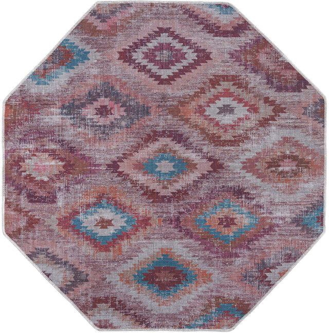 Washable Terracotta 5' 3 x 5' 3 Sisu Octagon Area Rug Easy to Clean Stain Resistant & Durable Polyester Chenille Distressed Vintage Look Carpet for Sale at Rug Engine