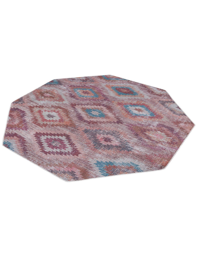 Washable Terracotta 7' 10 x 7' 10 Sisu Octagon Area Rug Easy to Clean Stain Resistant & Durable Polyester Chenille Distressed Vintage Look Carpet for Sale at Rug Engine