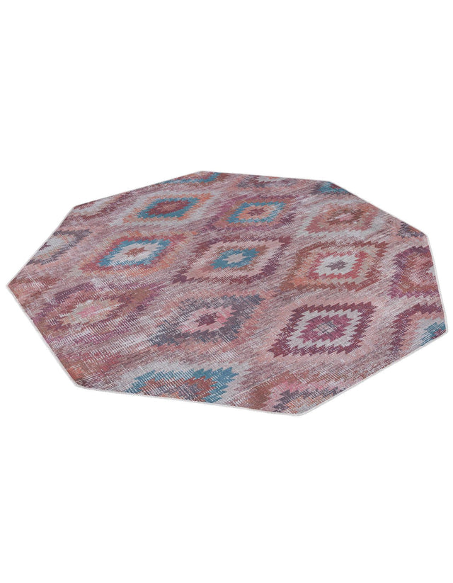Washable Terracotta 7' 10 x 7' 10 Sisu Octagon Area Rug Easy to Clean Stain Resistant & Durable Polyester Chenille Distressed Vintage Look Carpet for Sale at Rug Engine