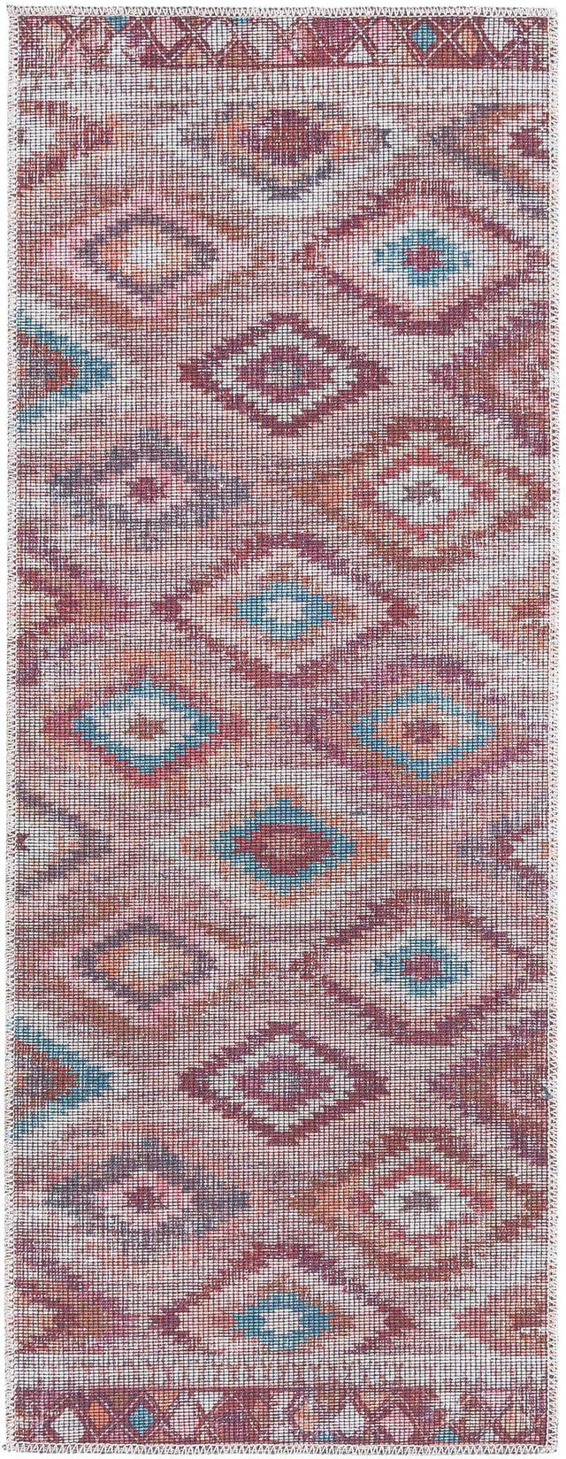 Washable Terracotta 2' x 5' Sisu Runner Area Rug Easy to Clean Stain Resistant & Durable Polyester Chenille Distressed Vintage Look Carpet for Sale at Rug Engine