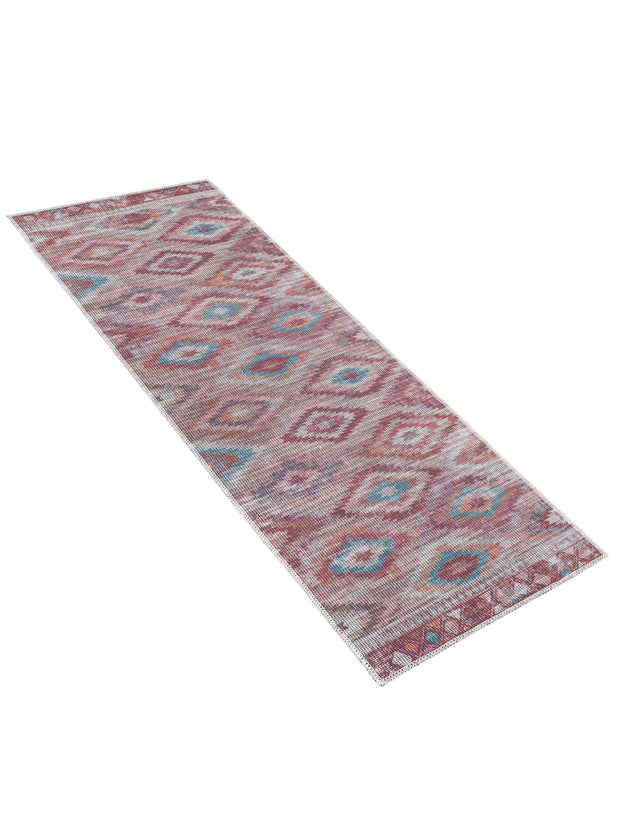 Washable Terracotta 2' x 6' Sisu Runner Area Rug Easy to Clean Stain Resistant & Durable Polyester Chenille Distressed Vintage Look Carpet for Sale at Rug Engine