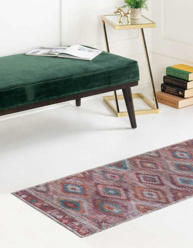 Washable Terracotta 2' x 5' Sisu Runner Area Rug Easy to Clean Stain Resistant & Durable Polyester Chenille Distressed Vintage Look Carpet for Sale at Rug Engine