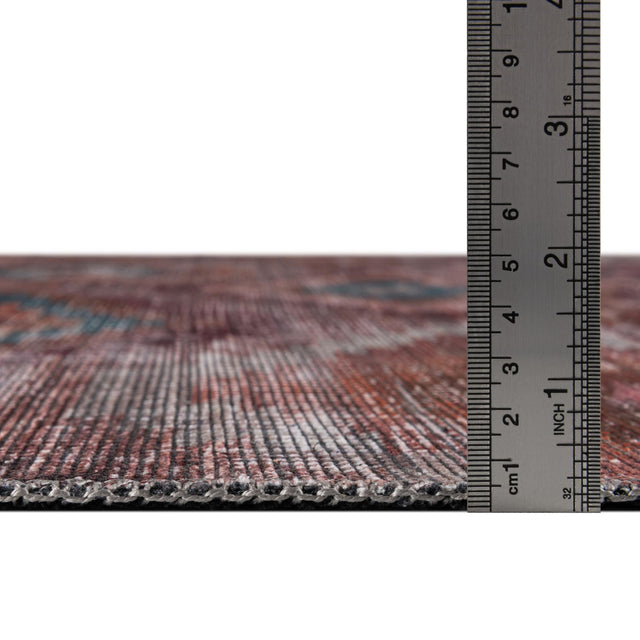 Washable Terracotta 2' x 10' Sisu Runner Area Rug Easy to Clean Stain Resistant & Durable Polyester Chenille Distressed Vintage Look Carpet for Sale at Rug Engine
