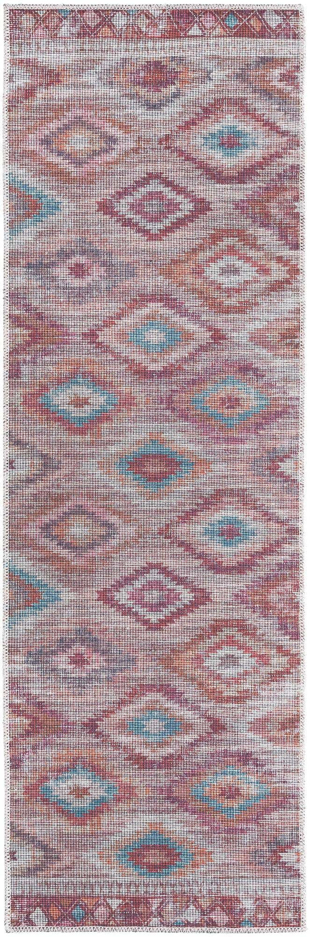 Washable Terracotta 2' x 6' Sisu Runner Area Rug Easy to Clean Stain Resistant & Durable Polyester Chenille Distressed Vintage Look Carpet for Sale at Rug Engine