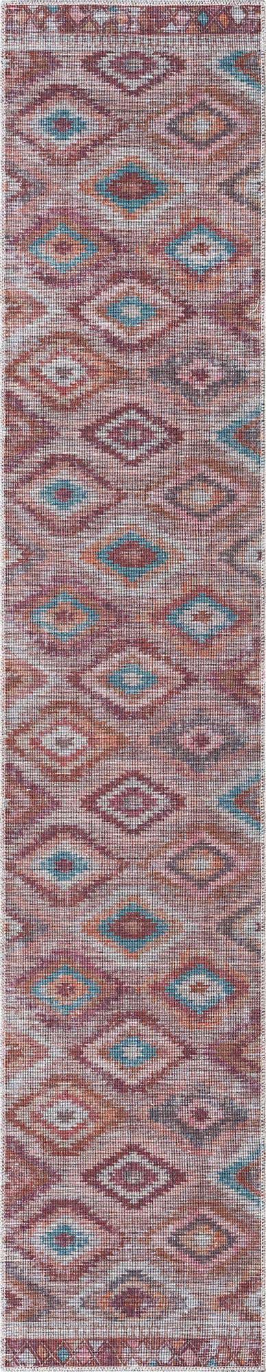 Washable Terracotta 2' x 10' Sisu Runner Area Rug Easy to Clean Stain Resistant & Durable Polyester Chenille Distressed Vintage Look Carpet for Sale at Rug Engine
