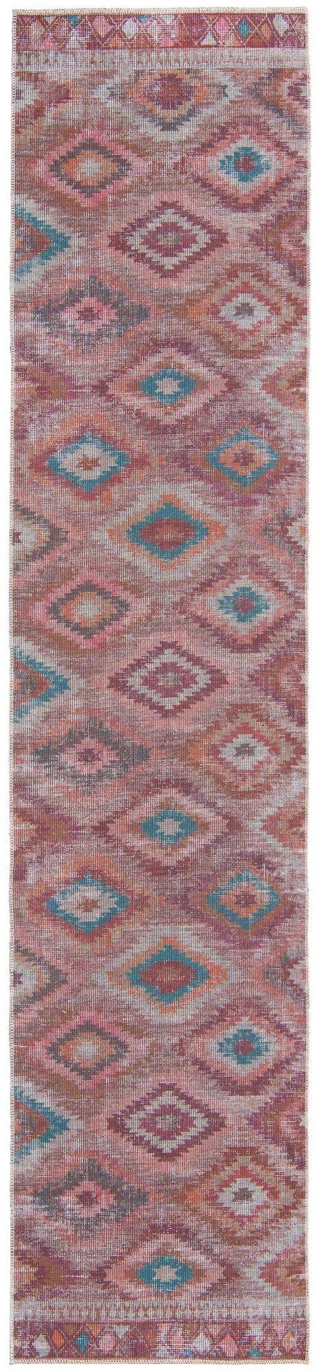 Washable Terracotta 2' 7 x 12' Sisu Runner Area Rug Easy to Clean Stain Resistant & Durable Polyester Chenille Distressed Vintage Look Carpet for Sale at Rug Engine