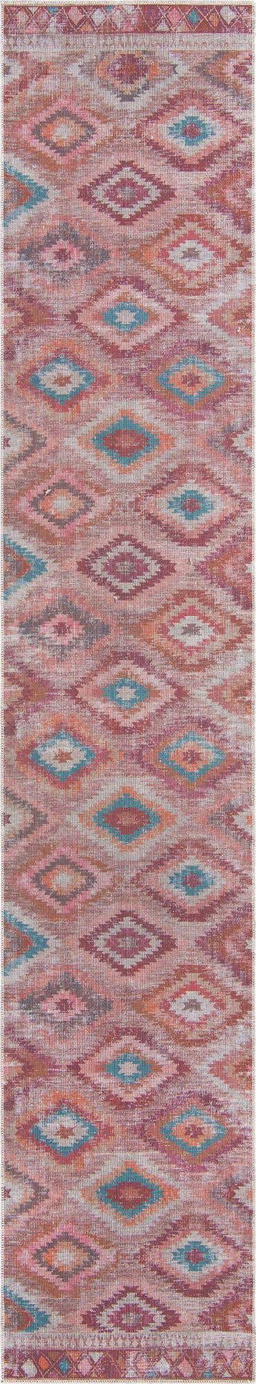 Washable Terracotta 2' 7 x 14' Sisu Runner Area Rug Easy to Clean Stain Resistant & Durable Polyester Chenille Distressed Vintage Look Carpet for Sale at Rug Engine