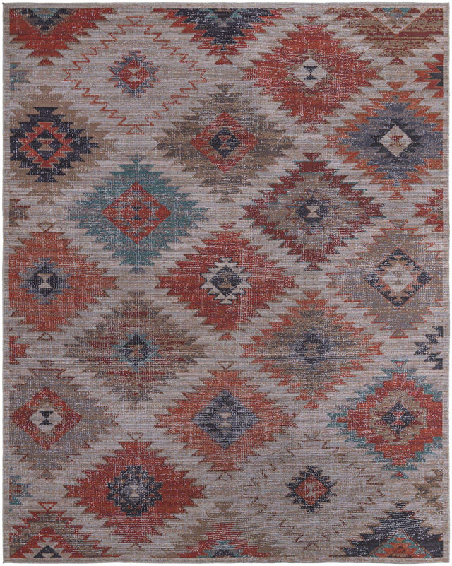 Washable Rust red and Beige 10' 6 x 13' Sisu Rectangle Area Rug Easy to Clean Stain Resistant & Durable Polyester Chenille Distressed Vintage Look Carpet for Sale at Rug Engine