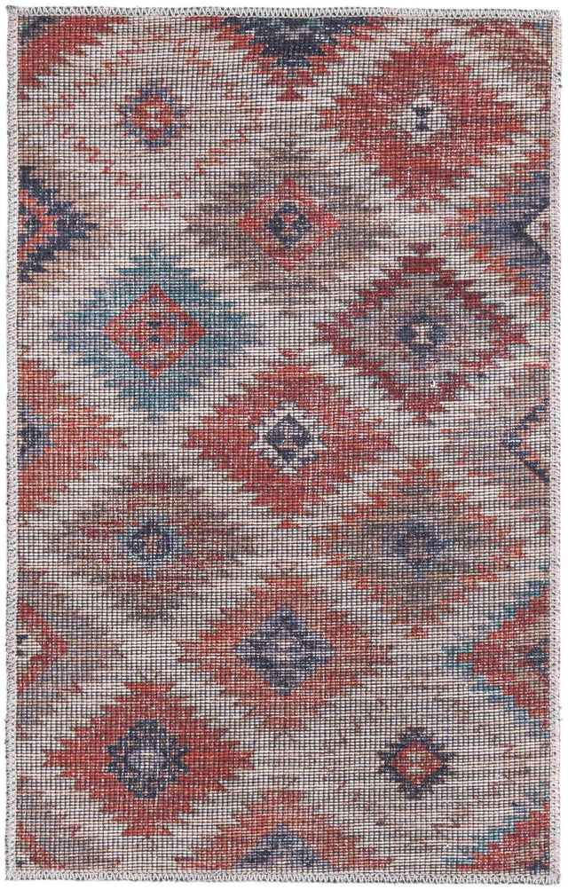 Washable Rust red and Beige 2' x 3' Sisu Rectangle Area Rug Easy to Clean Stain Resistant & Durable Polyester Chenille Distressed Vintage Look Carpet for Sale at Rug Engine