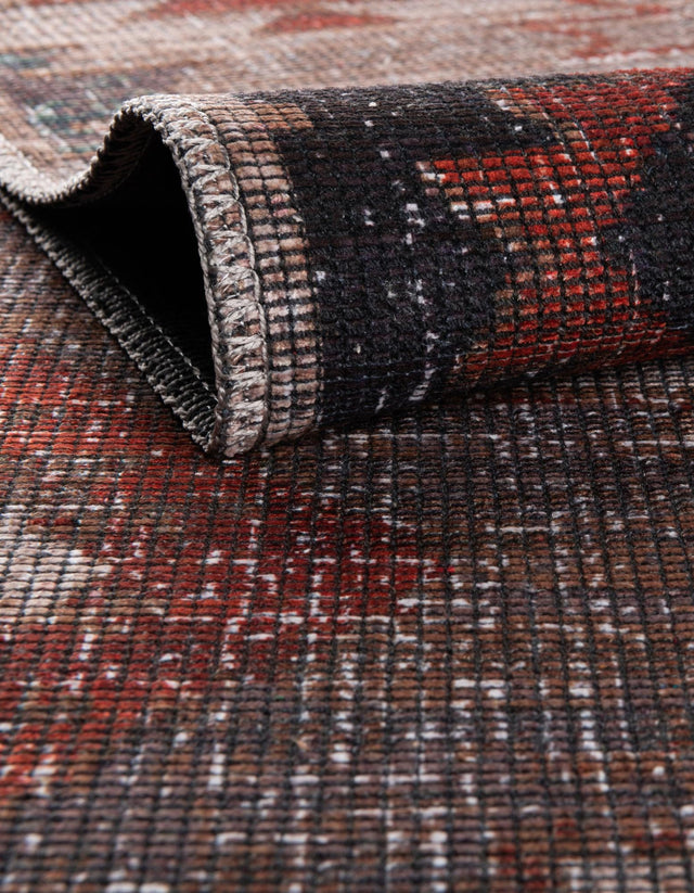 Washable Rust red and Beige 3' 3 x 3' 3 Sisu Round Area Rug Easy to Clean Stain Resistant & Durable Polyester Chenille Distressed Vintage Look Carpet for Sale at Rug Engine