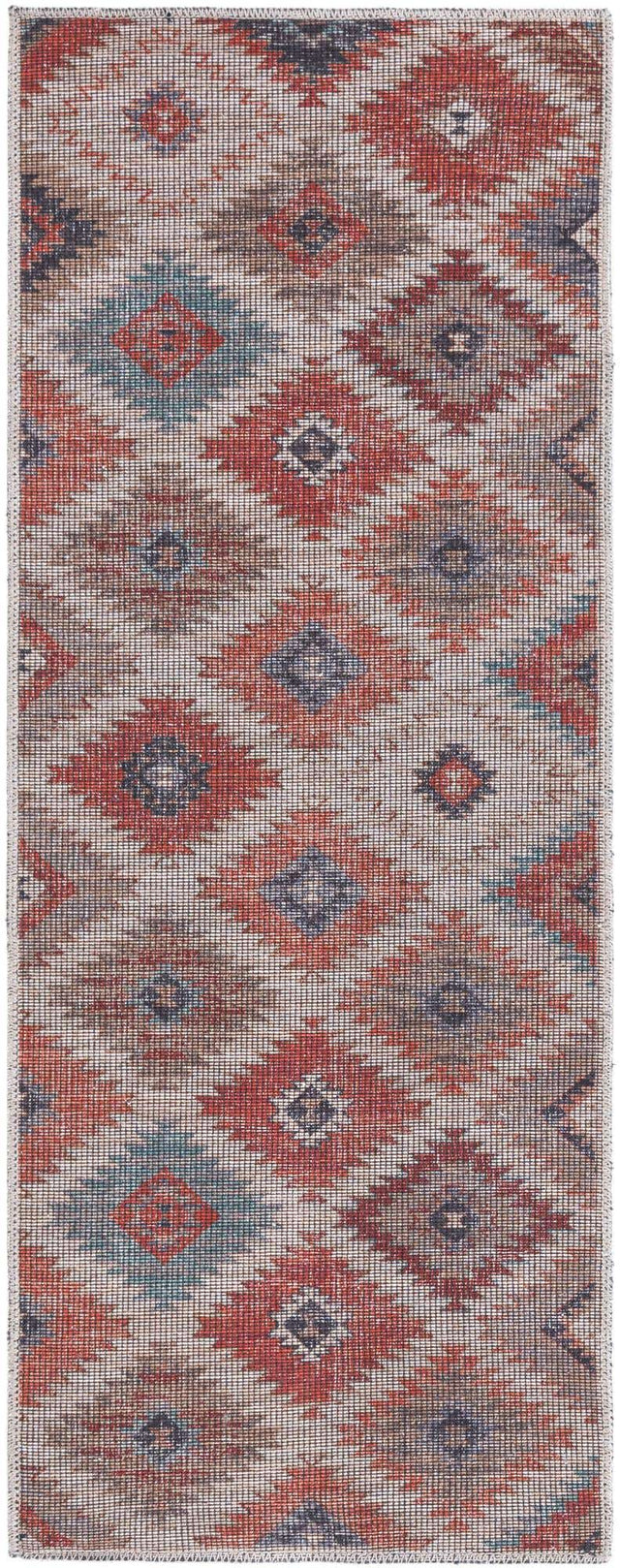 Washable Rust red and Beige 2' x 5' Sisu Washable Runner Area Rug Easy to Clean Stain Resistant & Durable Polyester Chenille Distressed Vintage Look Carpet for Sale at Rug Engine