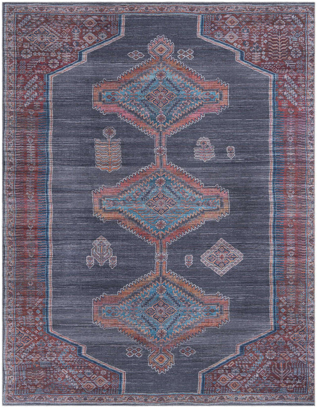 Washable Charcoal and Gray 10' 6 x 13' 1 Sisu Rectangle Area Rug Easy to Clean Stain Resistant & Durable Polyester Chenille Distressed Vintage Look Carpet for Sale at Rug Engine
