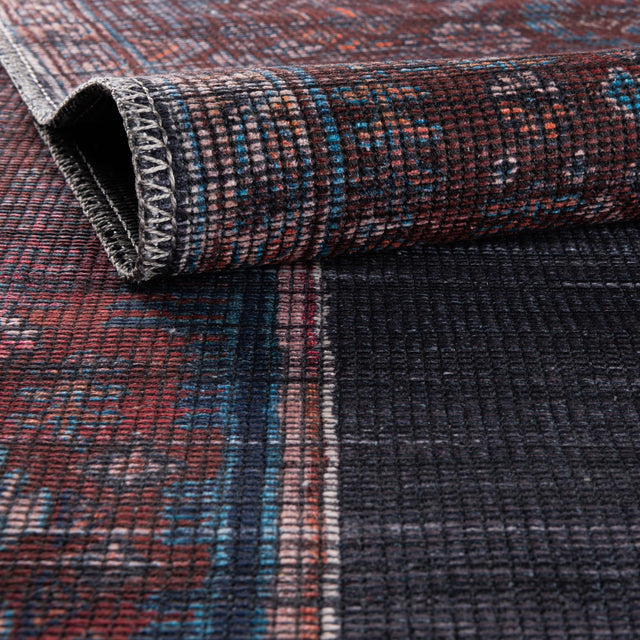 Washable Charcoal and Gray 7' 3 x 7' 3 Sisu Square Area Rug Easy to Clean Stain Resistant & Durable Polyester Chenille Distressed Vintage Look Carpet for Sale at Rug Engine