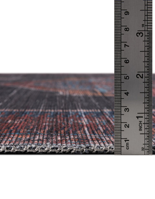 Washable Charcoal and Gray 7' 10 x 7' 10 Sisu Round Area Rug Easy to Clean Stain Resistant & Durable Polyester Chenille Distressed Vintage Look Carpet for Sale at Rug Engine