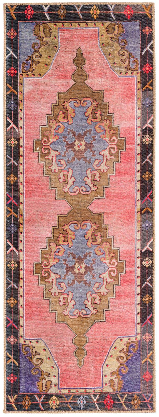 Washable Pink 2' x 5' 3 Timeless Runner Area Rug Easy to Clean Stain Resistant & Durable Traditional Classic Vintage Design Carpet for Sale at Rug Engine