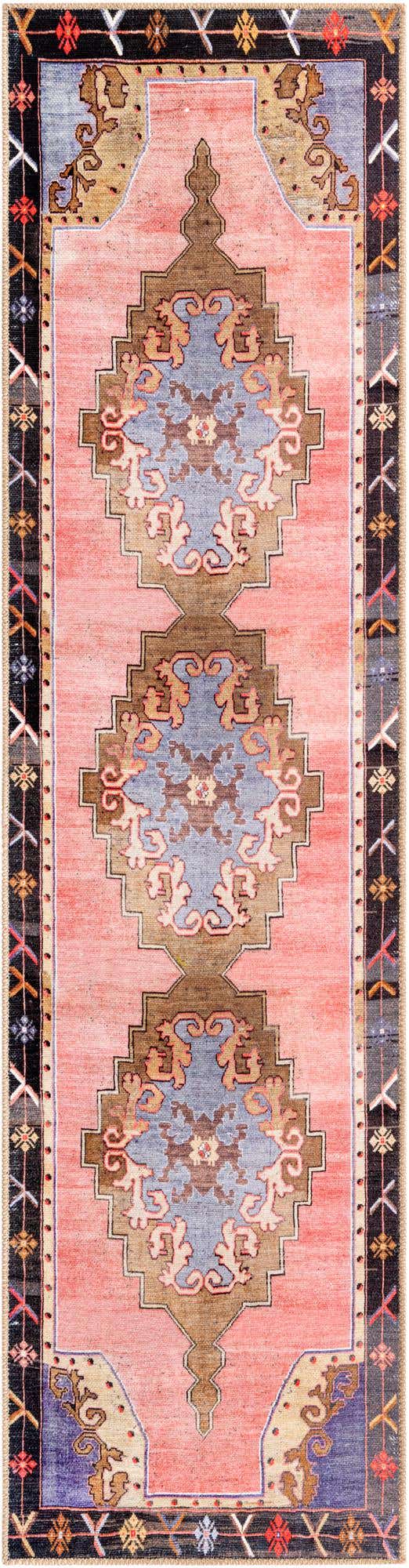 Washable Pink 2' x 7' 10 Timeless Runner Area Rug Easy to Clean Stain Resistant & Durable Traditional Classic Vintage Design Carpet for Sale at Rug Engine