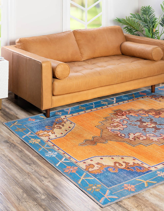 Washable Orange 2' x 3' Timeless Rectangle Area Rug Easy to Clean Stain Resistant & Durable Traditional Classic Vintage Design Carpet for Sale at Rug Engine