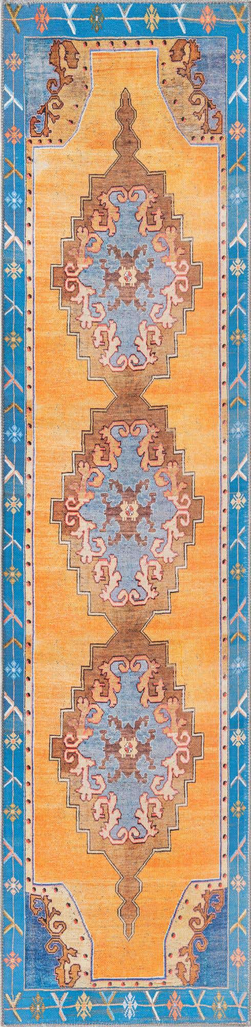 Washable Orange 2' 6 x 10' Timeless Runner Area Rug Easy to Clean Stain Resistant & Durable Traditional Classic Vintage Design Carpet for Sale at Rug Engine