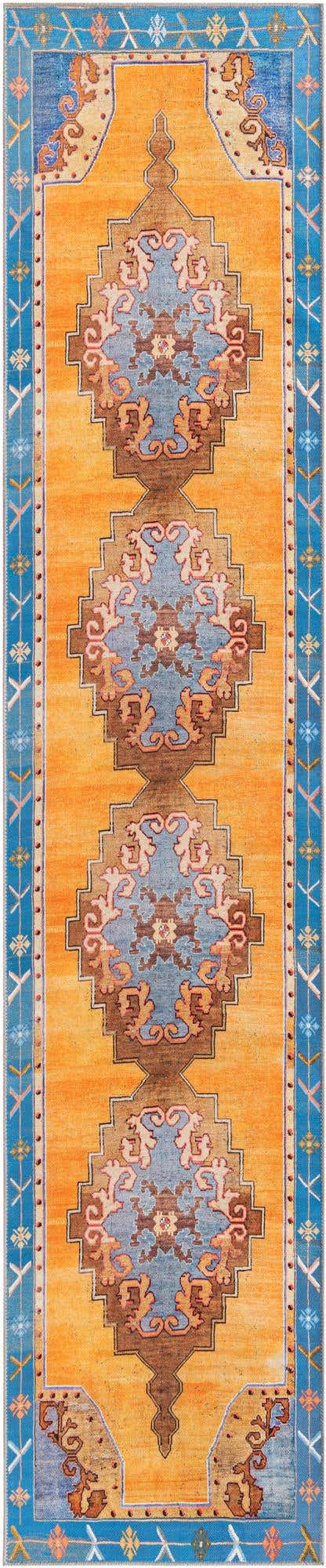 Washable Orange 2' 6 x 12' Timeless Runner Area Rug Easy to Clean Stain Resistant & Durable Traditional Classic Vintage Design Carpet for Sale at Rug Engine
