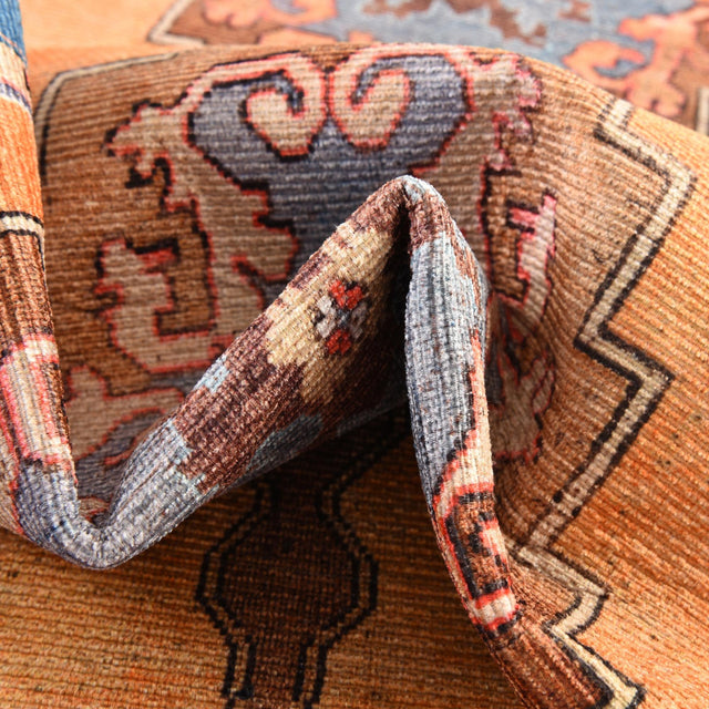 Washable Orange 7' 7 x 7' 7 Timeless Round Area Rug Easy to Clean Stain Resistant & Durable Traditional Classic Vintage Design Carpet for Sale at Rug Engine