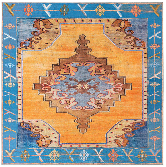Washable Orange 7' 6 x 7' 6 Timeless Square Area Rug Easy to Clean Stain Resistant & Durable Traditional Classic Vintage Design Carpet for Sale at Rug Engine