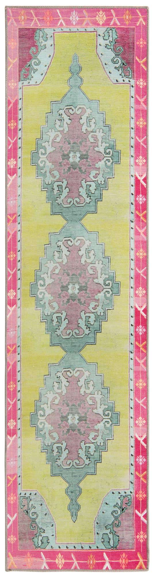 Washable Green 2' x 7' 10 Timeless Runner Area Rug Easy to Clean Stain Resistant & Durable Traditional Classic Vintage Design Carpet for Sale at Rug Engine