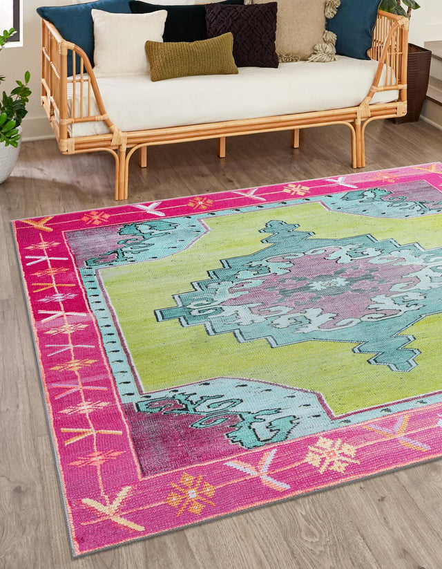 Washable Green 7' 6 x 7' 6 Timeless Square Area Rug Easy to Clean Stain Resistant & Durable Traditional Classic Vintage Design Carpet for Sale at Rug Engine