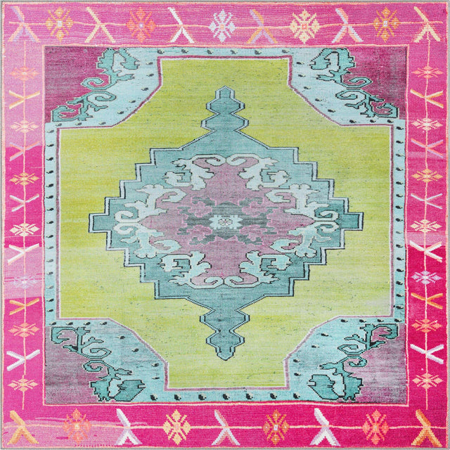 Washable Green 7' 6 x 7' 6 Timeless Square Area Rug Easy to Clean Stain Resistant & Durable Traditional Classic Vintage Design Carpet for Sale at Rug Engine
