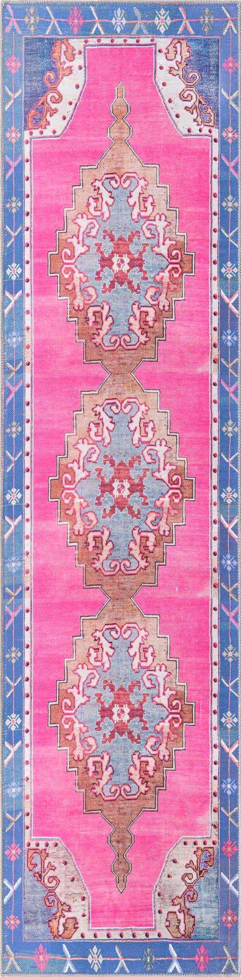 Washable Fuchsia 2' 6 x 10' Timeless Runner Area Rug Easy to Clean Stain Resistant & Durable Traditional Classic Vintage Design Carpet for Sale at Rug Engine