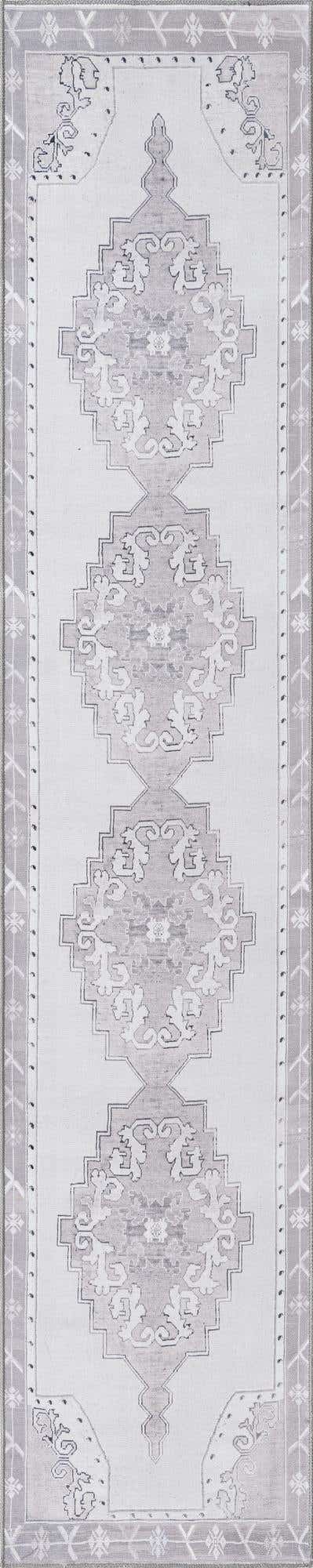 Washable white Gray 2' 6 x 12' Timeless Runner Area Rug Easy to Clean Stain Resistant & Durable Traditional Classic Vintage Design Carpet for Sale at Rug Engine