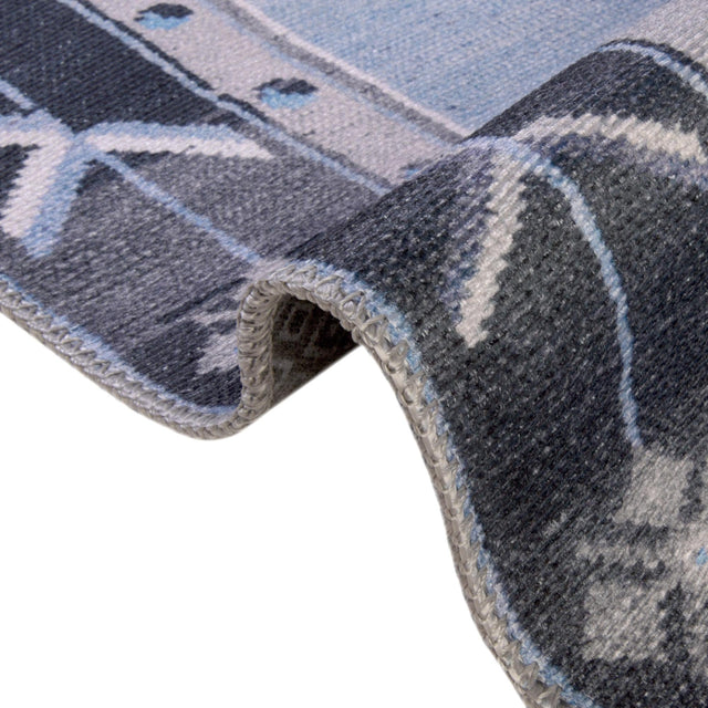 Washable Blue Gray 8' 4 x 12' Timeless Rectangle Area Rug Easy to Clean Stain Resistant & Durable Traditional Classic Vintage Design Carpet for Sale at Rug Engine