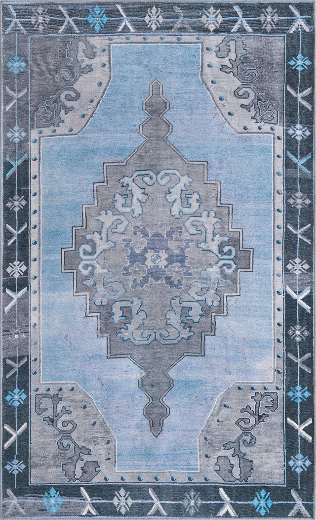 Washable Blue Gray 5' x 8' Timeless Rectangle Area Rug Easy to Clean Stain Resistant & Durable Traditional Classic Vintage Design Carpet for Sale at Rug Engine