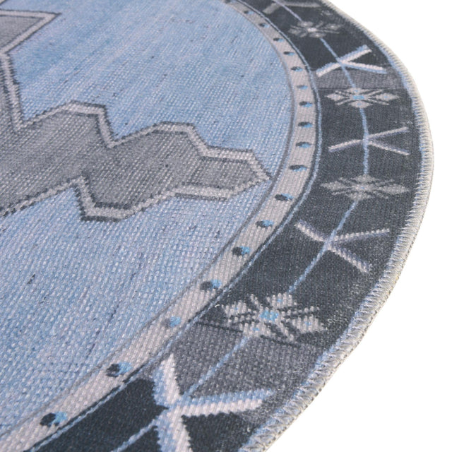 Washable Blue Gray 7' 6 x 10' 6 Timeless Oval Area Rug Easy to Clean Stain Resistant & Durable Traditional Classic Vintage Design Carpet for Sale at Rug Engine