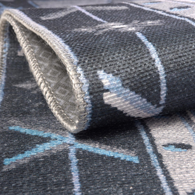 Washable Blue Gray 5' x 5' Timeless Octagon Area Rug Easy to Clean Stain Resistant & Durable Traditional Classic Vintage Design Carpet for Sale at Rug Engine