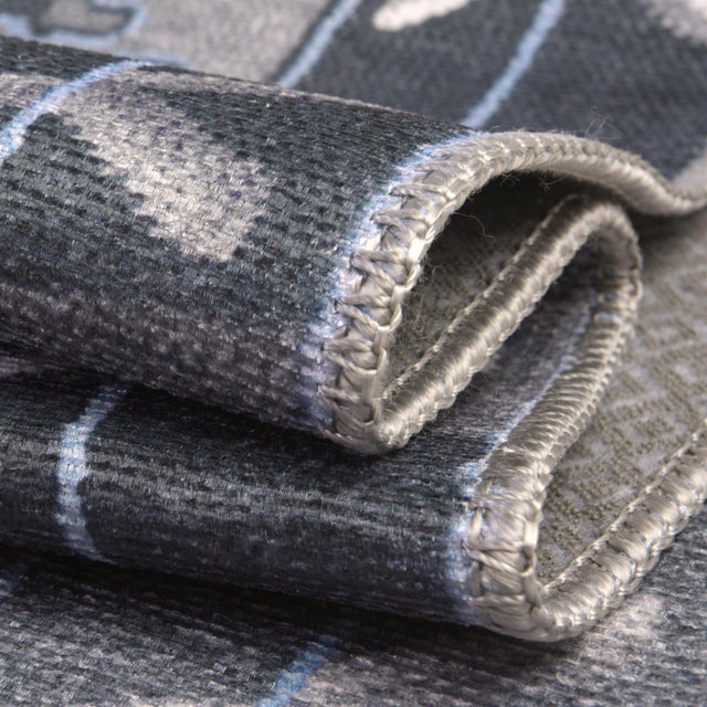 Washable Blue Gray 7' 6 x 7' 6 Timeless Square Area Rug Easy to Clean Stain Resistant & Durable Traditional Classic Vintage Design Carpet for Sale at Rug Engine