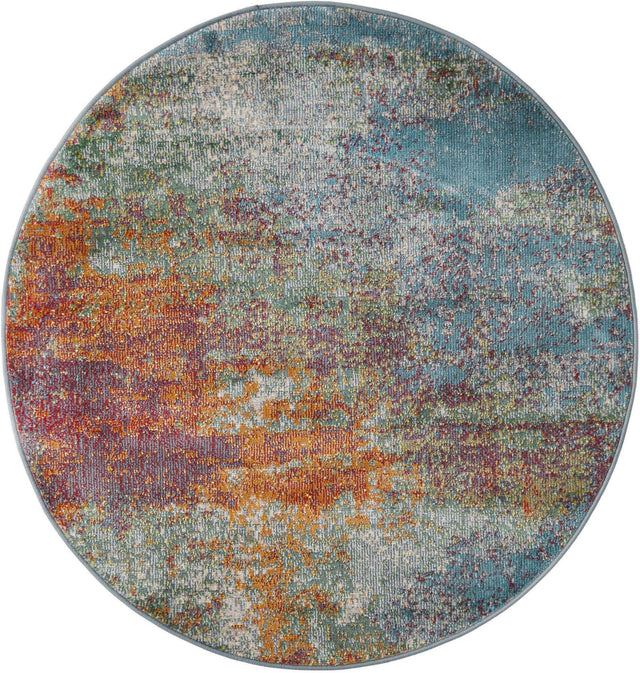 Multicolor 3' 3 x 3' 3 Paragon Round Area Rug 100% Polypropylene Colorful Vivid Boho Style Modern Carpet for Unique Interiors for Sale at Rug Engine