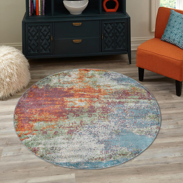 Multicolor 8' 2 x 8' 2 Paragon Round Area Rug 100% Polypropylene Colorful Vivid Boho Style Modern Carpet for Unique Interiors for Sale at Rug Engine