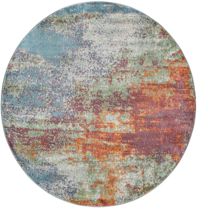 Multicolor 5' 5 x 5' 5 Paragon Round Area Rug 100% Polypropylene Colorful Vivid Boho Style Modern Carpet for Unique Interiors for Sale at Rug Engine