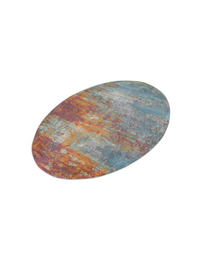 Multicolor 5' 5 x 8' Paragon Oval Area Rug 100% Polypropylene Colorful Vivid Boho Style Modern Carpet for Unique Interiors for Sale at Rug Engine
