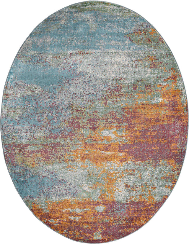 Multicolor 8' 2 x 10' Paragon Oval Area Rug 100% Polypropylene Colorful Vivid Boho Style Modern Carpet for Unique Interiors for Sale at Rug Engine