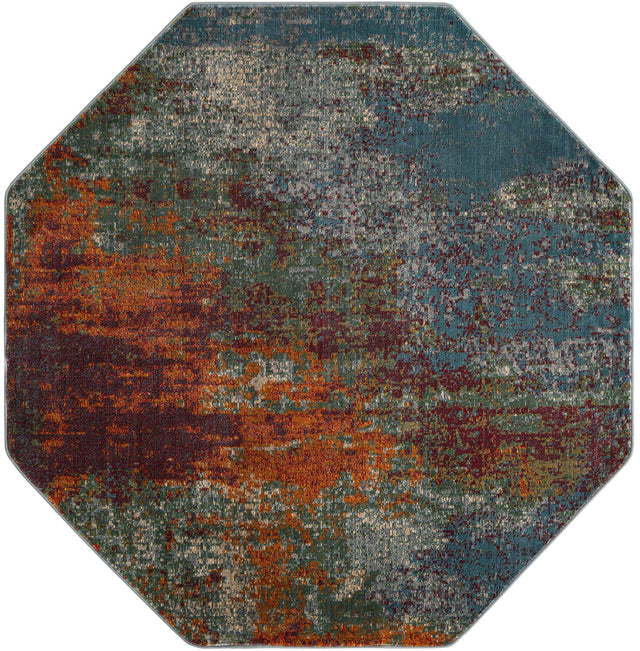 Multicolor 6' x 6' Paragon Octagon Area Rug 100% Polypropylene Colorful Vivid Boho Style Modern Carpet for Unique Interiors for Sale at Rug Engine