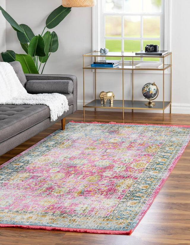 Pink 8' 2 x 11' Paragon Rectangle Area Rug 100% Polypropylene Colorful Vivid Boho Style Modern Carpet for Unique Interiors for Sale at Rug Engine