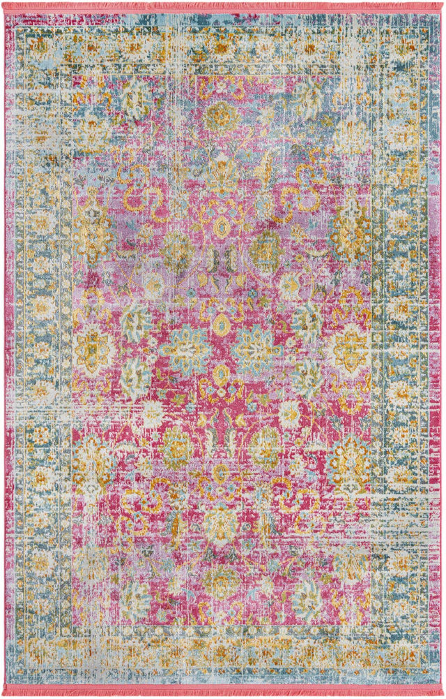 Pink 5' 5 x 8' Paragon Rectangle Area Rug 100% Polypropylene Colorful Vivid Boho Style Modern Carpet for Unique Interiors for Sale at Rug Engine